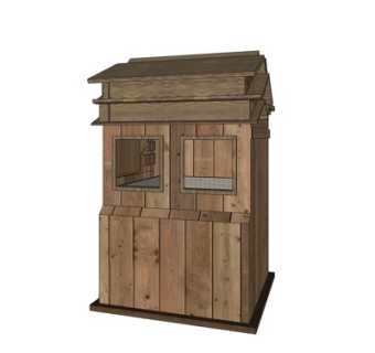 现代实木收费亭su模型