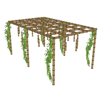 现代竹子廊架su模型