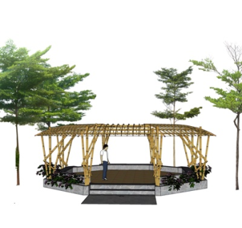 现代竹子凉亭su模型