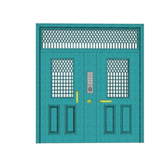 现代实木密码门su模型