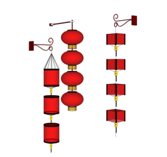中式灯笼su模型