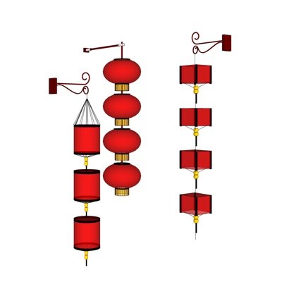 中式灯笼su模型