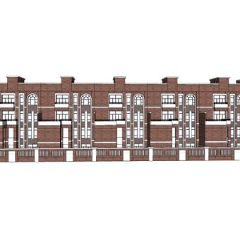 现代公寓楼外观su模型