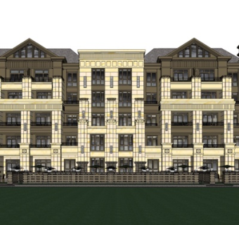 新古典公寓楼外观su模型