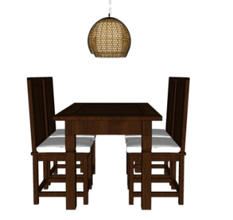 现代条形实木餐桌椅su模型