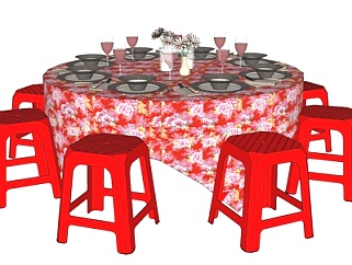 现代<em>宴会餐桌</em>椅su模型