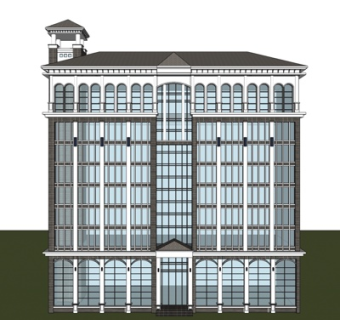 现代公寓楼外观su模型