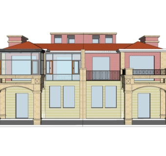 现代独栋别墅外观su模型