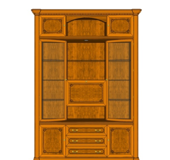 美式实木装饰柜su模型