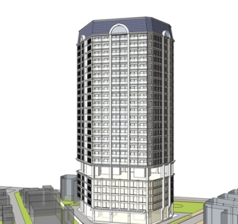 现代高层公寓楼su模型