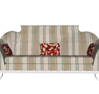 简欧布艺双人沙发su模型