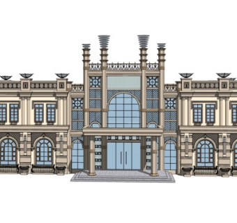 欧式独栋别墅外观su模型