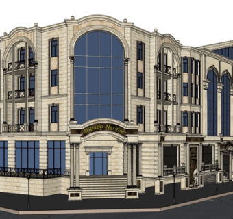 欧式公寓楼外观su模型