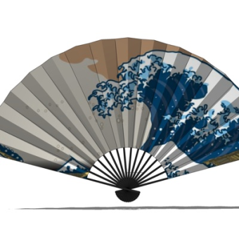 中式折扇su模型