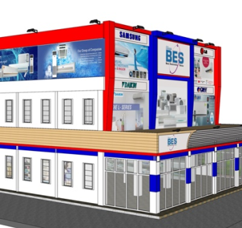 现代超市外观su模型