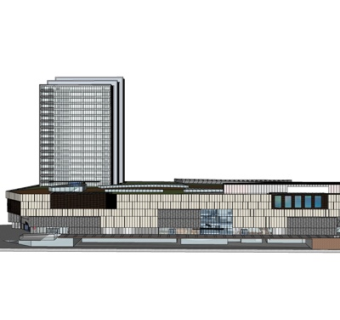 现代商场外观su模型