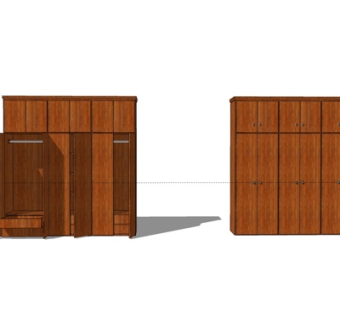 现代实木衣柜su模型