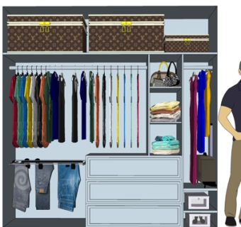 现代实木衣柜su模型