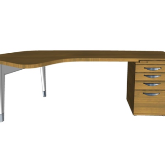 现代实木书桌su模型