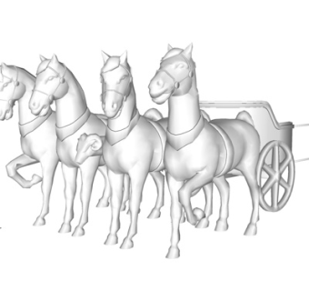 现代马车雕塑su模型