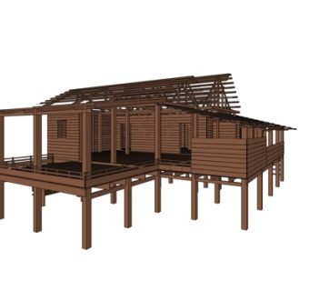 现代小木屋su模型