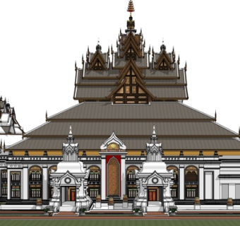 东南亚佛堂su模型