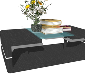 现代实木玻璃茶几su模型