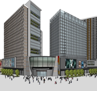 现代办公楼外观su模型