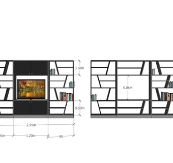 现代书架su模型