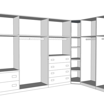 现代极简衣柜su模型