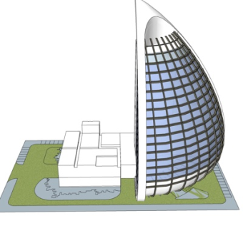 现代帆船办公楼su模型
