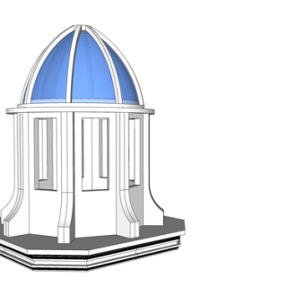 欧式圆顶门卫亭su模型