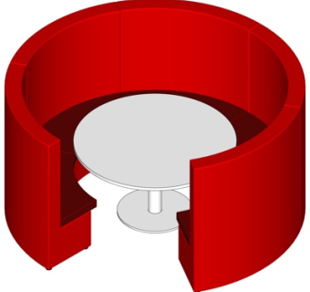 现代圆形卡座餐桌椅su模型