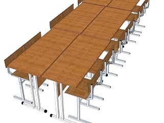 现代课桌椅su模型