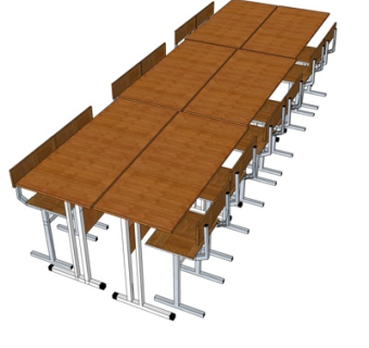 现代课桌椅su模型