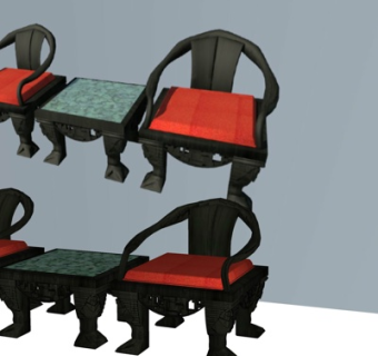 新中式实木圈椅su模型