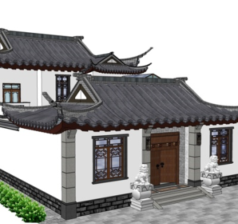 中式四合院su模型