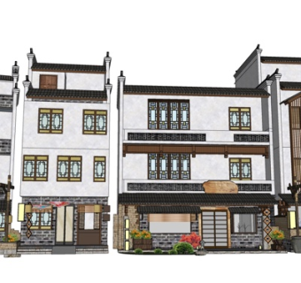 中式古建客栈su模型