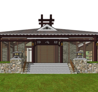 日式寺院su模型