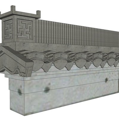 中式山墙构件su模型