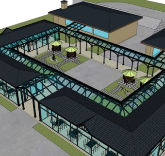 现代玻璃房别墅su模型