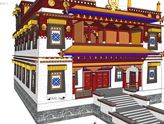 藏式寺庙外观su模型