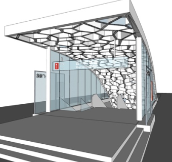 现代地铁站入口su模型