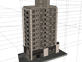 现代板式公寓楼su模型
