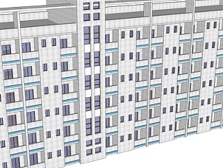 现代板式公寓楼su模型