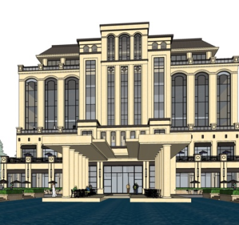 法式酒店外观su模型