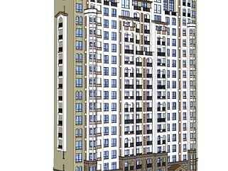 欧式<em>板式</em>高层公寓楼su模型