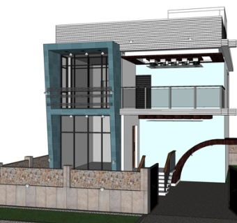 现代独栋别墅su模型