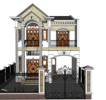欧式独栋别墅su模型