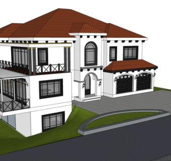 欧式独栋别墅su模型